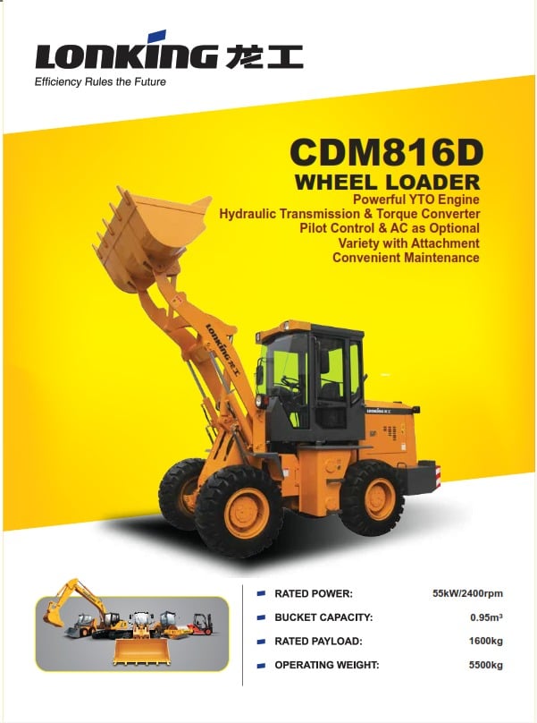 WHEEL LOADER LONKING CDM816D