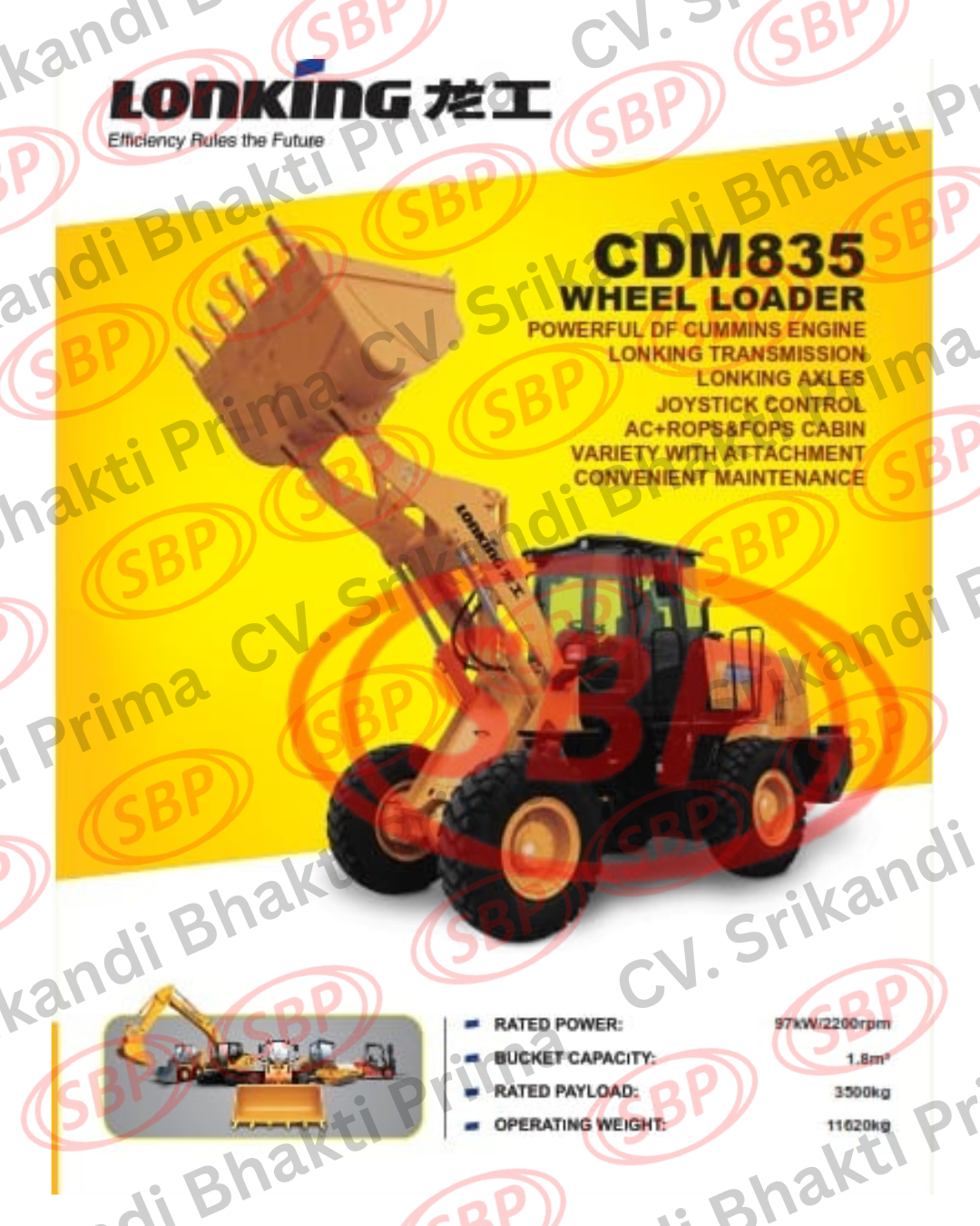 LONKING WHEEL LOADER CDM835 PAKET SPAREPART + MAINTENANCE 2000 HM