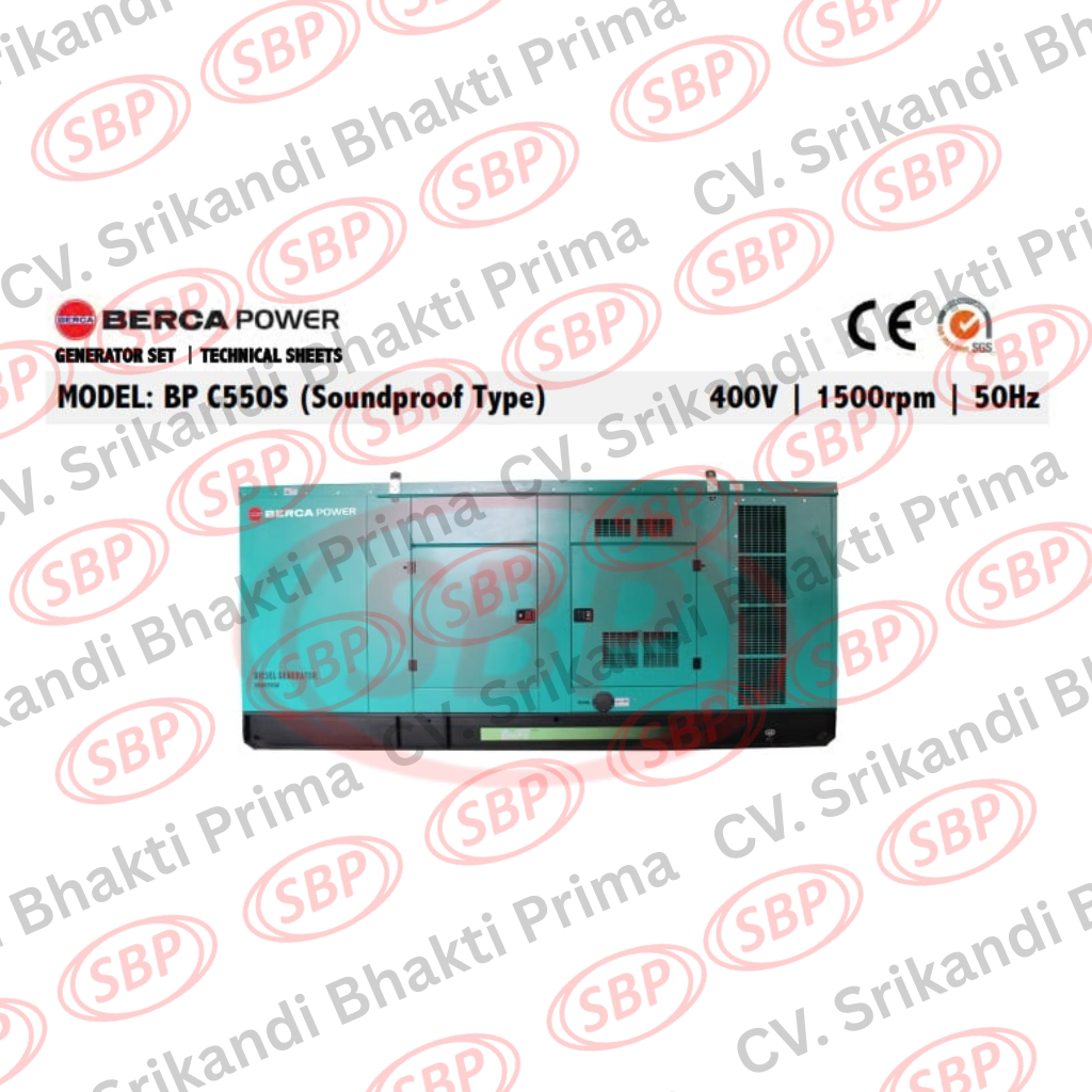 BERCA POWER GENERATOR SET SILENT TYPE 500 KVA MODEL BP C550S