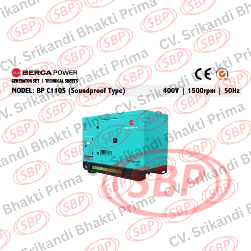 BERCA POWER GENERATOR SET SILENT TYPE 100 KVA MODEL BP C110S