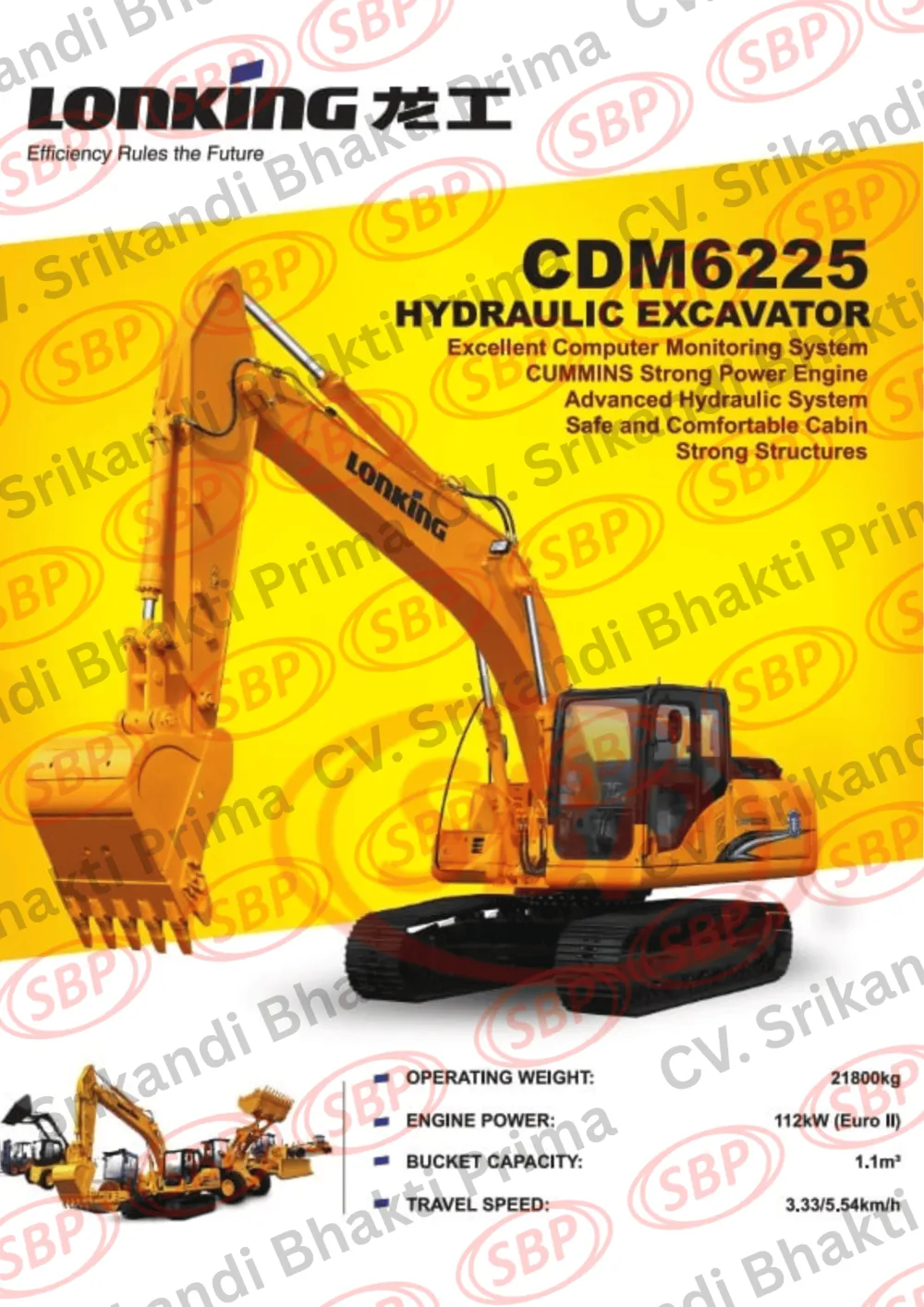 ALAT BERAT HYDRAULIC EXCAVATOR LONKING CDM 6225