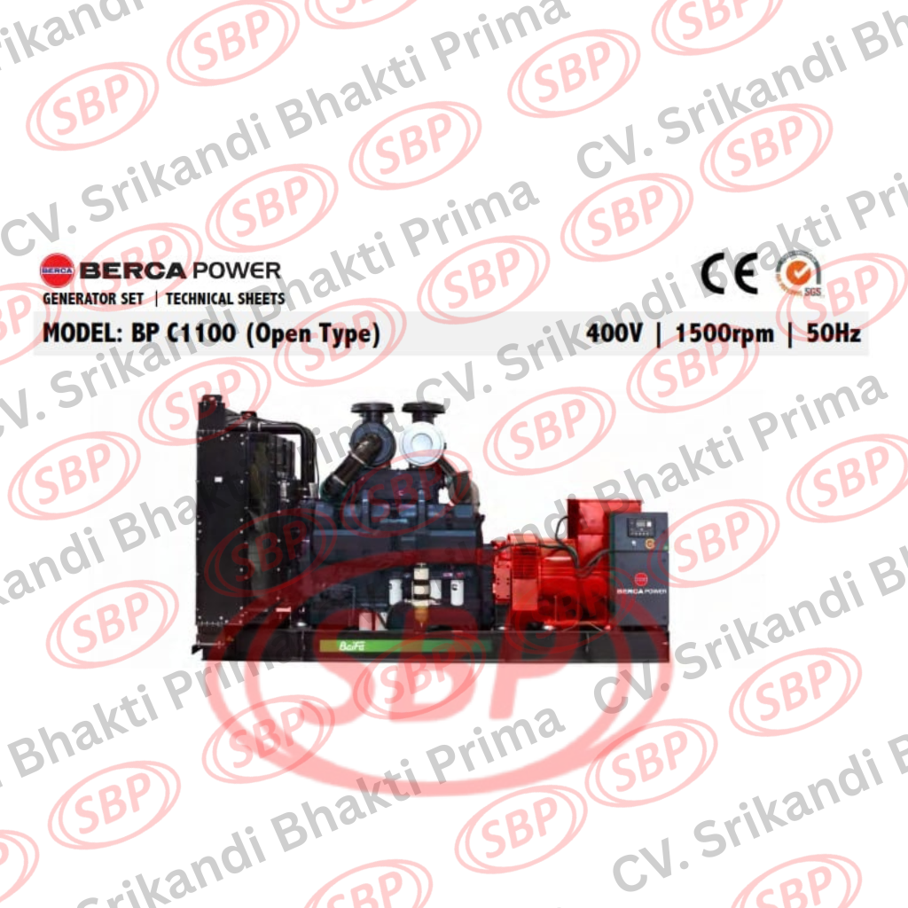 BERCA POWER GENERATOR SET OPEN TYPE 1000 KVA MODEL BP C1100