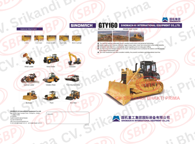 BULLDOZER SINOMACH GTY 160 STD STAIGHT BLADE SWAM SHOE + RIPPER MAINTENANCE 2000HM